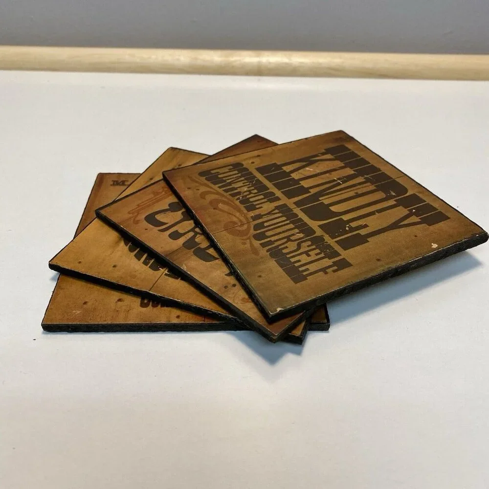 Vtg 70’s Retro Bar Coasters Humor Cocktail Beer Drinking MCM Man Cave Lot of 4